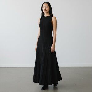 A New Day Womens Black Sleeveless Ribbed Knit Stretchy Maxi Dress